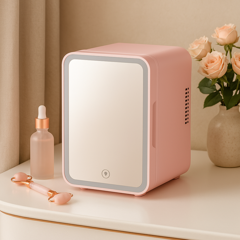 Mini Skincare Fridge with LED Mirror – 4L Beauty Cooler