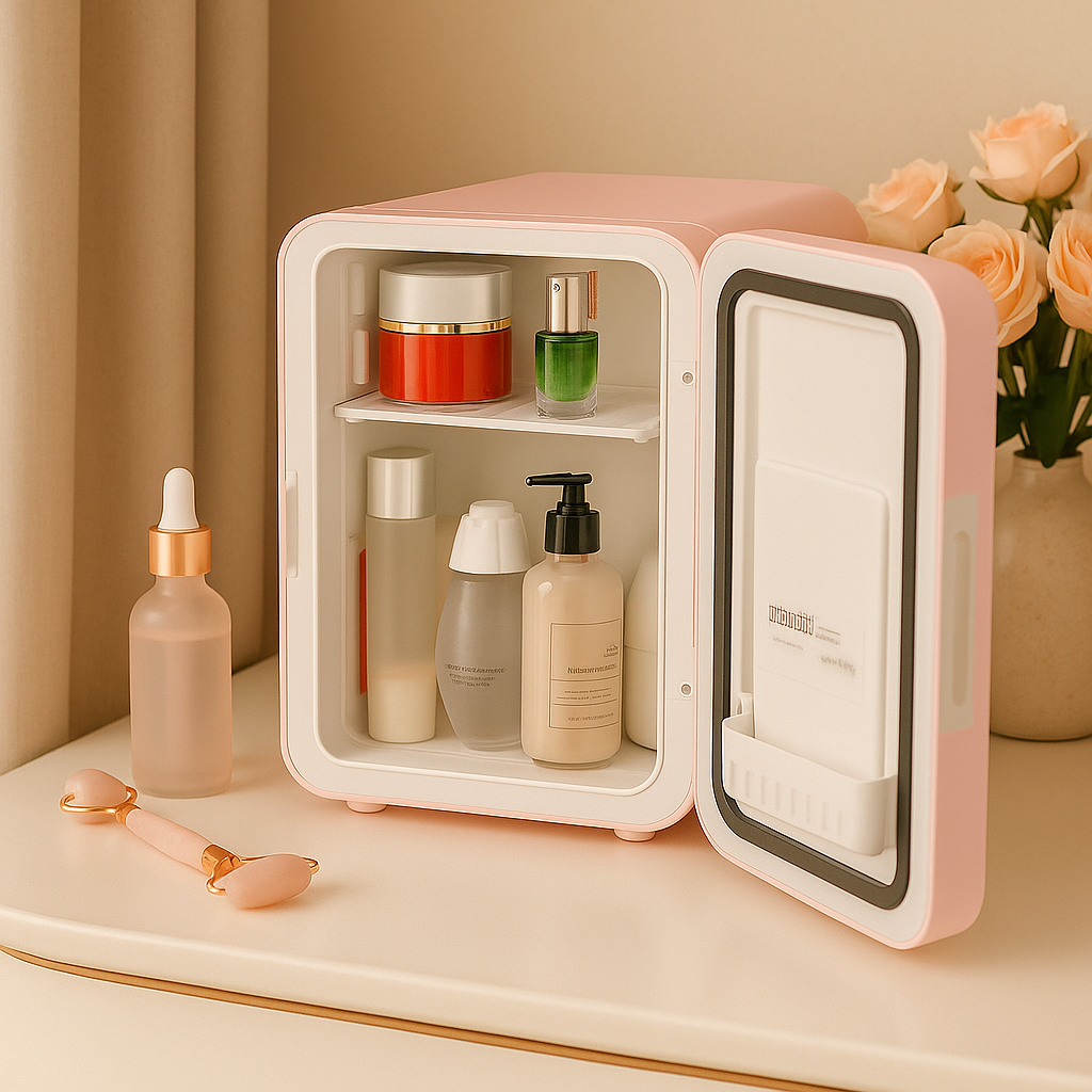 Mini Skincare Fridge with LED Mirror – 4L Beauty Cooler